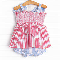 Patriotic Pinstripe Diaper Set, Red