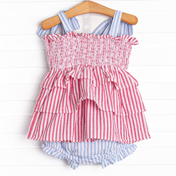 Patriotic Pinstripe Diaper Set, Red