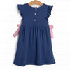 Global Studies Applique Side Tie Dress, Blue
