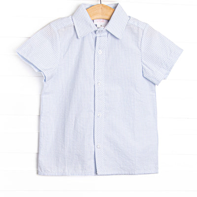 Cabo Breeze Button-Up Shirt, Blue Seersucker