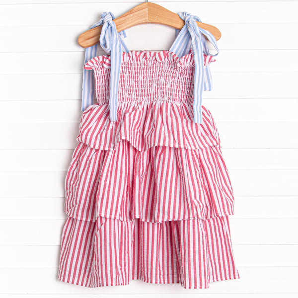 Patriotic Pinstripe Dress, Red