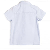 Cabo Breeze Button-Up Shirt, Blue Seersucker