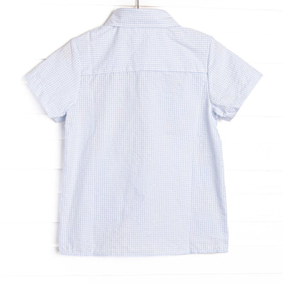 Cabo Breeze Button-Up Shirt, Blue Seersucker
