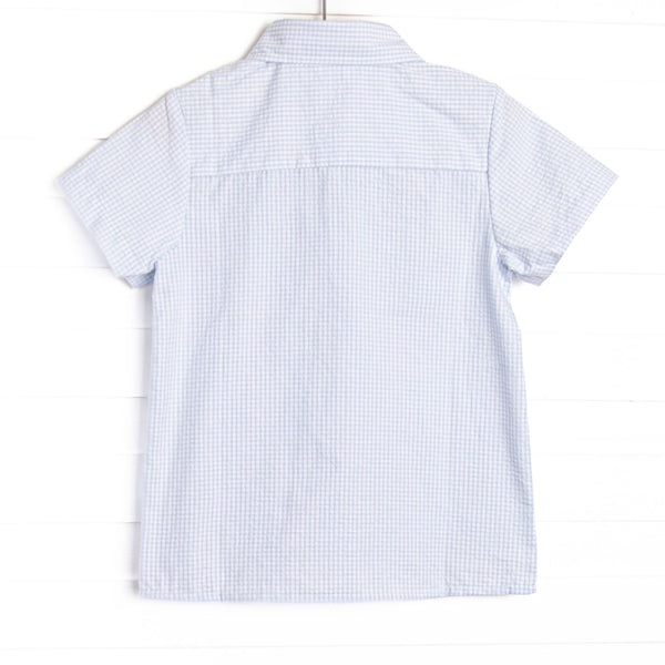 Cabo Breeze Button-Up Shirt, Blue Seersucker
