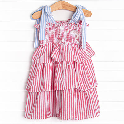 Patriotic Pinstripe Dress, Red
