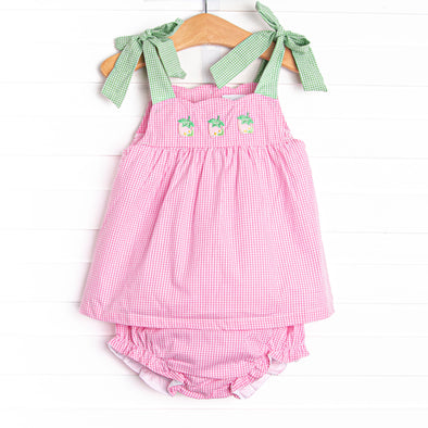 Strawberry Blooms Applique Diaper Set, Pink