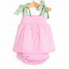 Strawberry Blooms Applique Diaper Set, Pink