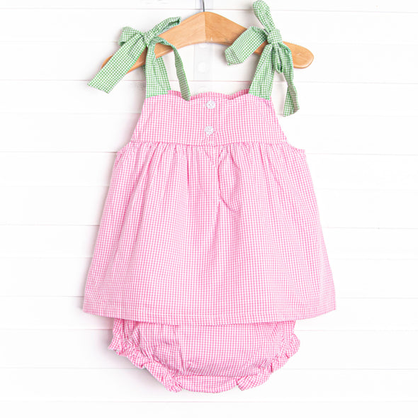 Strawberry Blooms Applique Diaper Set, Pink