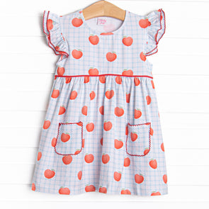 Grade A Gingham Flutter Sleeve Dress, Blue