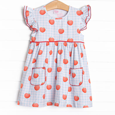 Grade A Gingham Flutter Sleeve Dress, Blue