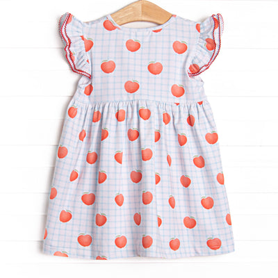 Grade A Gingham Flutter Sleeve Dress, Blue