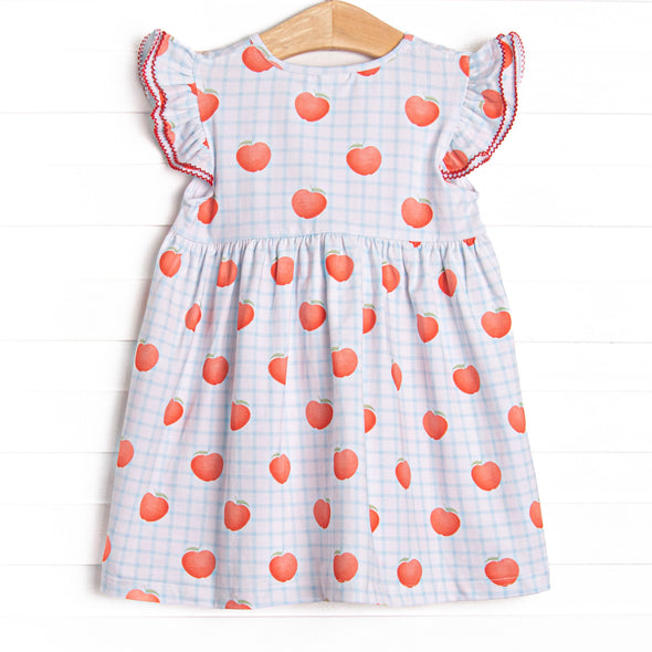 Grade A Gingham Flutter Sleeve Dress, Blue