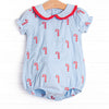 Candy Cane Craze Embroidered Girl Bubble, Blue