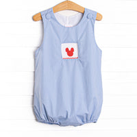 Gingham Mouse Magic Smocked Boy Bubble, Blue