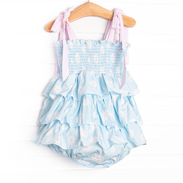 Pretty Petals Elastic Smocked Bubble, Blue