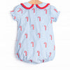 Candy Cane Craze Embroidered Girl Bubble, Blue
