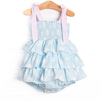 Pretty Petals Elastic Smocked Bubble, Blue