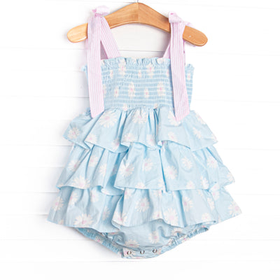 Pretty Petals Elastic Smocked Bubble, Blue
