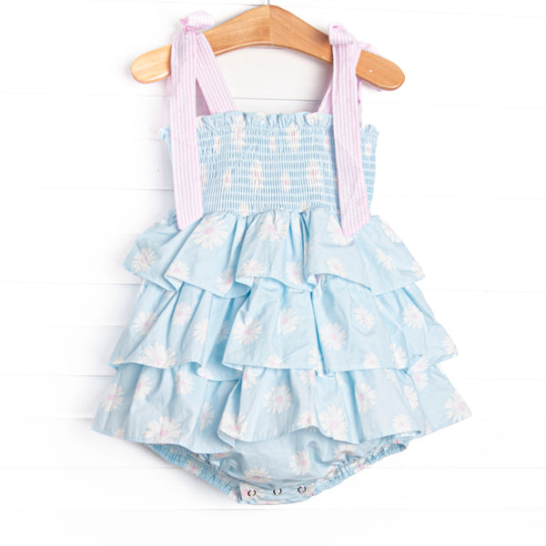 Pretty Petals Elastic Smocked Bubble, Blue