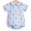 Candy Cane Craze Embroidered Boy Bubble, Blue