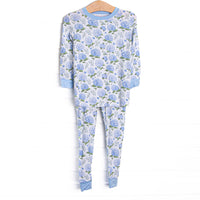 Hydrangea Blooms Bamboo Pajama Set, Blue