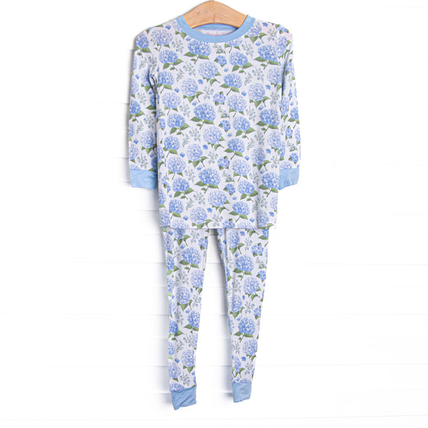 Hydrangea Blooms Bamboo Pajama Set, Blue