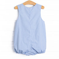 Gingham Mouse Magic Smocked Boy Bubble, Blue