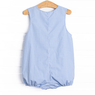 Gingham Mouse Magic Smocked Boy Bubble, Blue