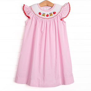 Color Box Cutie Smocked Bishop Dress, Pink