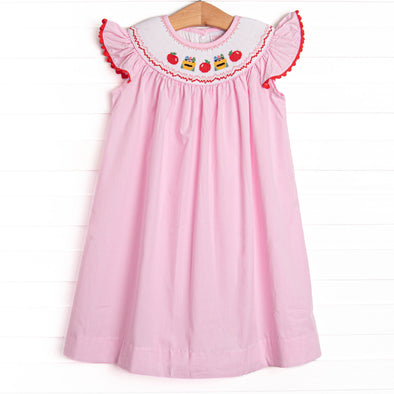 Color Box Cutie Smocked Bishop Dress, Pink
