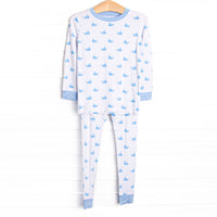Whale Watch Bamboo Pajama Set, Blue