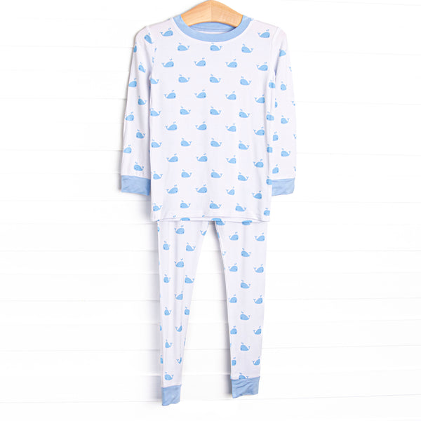 Whale Watch Bamboo Pajama Set, Blue