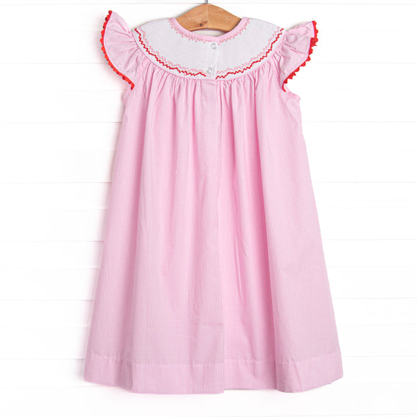 Color Box Cutie Smocked Bishop Dress, Pink
