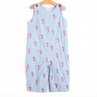 Candy Cane Craze Embroidered Jon Jon, Blue