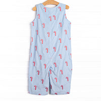 Candy Cane Craze Embroidered Jon Jon, Blue