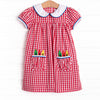 Color Me Happy Applique Dress, Red