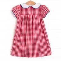 Color Me Happy Applique Dress, Red