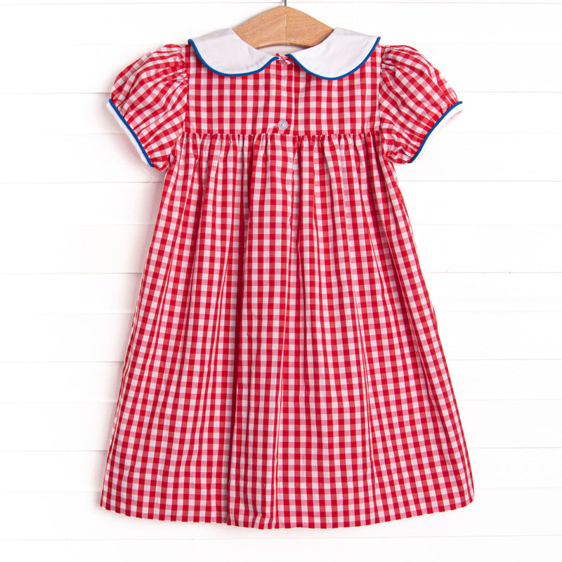 girls red gingham dress Petite Plume Victoria Ruffle-Collar Gingham Nightgown Red Mini Gingham