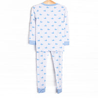 Whale Watch Bamboo Pajama Set, Blue