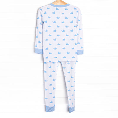 Whale Watch Bamboo Pajama Set, Blue