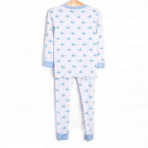 Whale Watch Bamboo Pajama Set, Blue