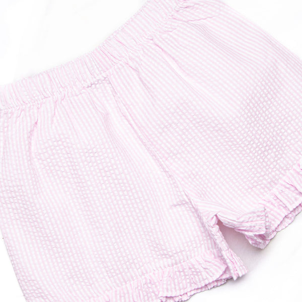 Pretty Petals Elastic Smocked Ruffle Short Set, Blue