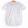 Janie Floral Smocked Bubble, Blue