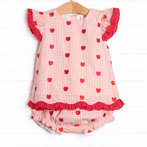 Grade School Gala Embroidered Diaper Set, Pink