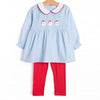 Santa Claus Craze Embroidered Legging Set, Blue