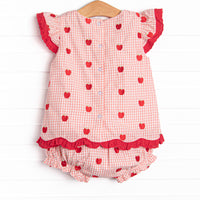 Grade School Gala Embroidered Diaper Set, Pink