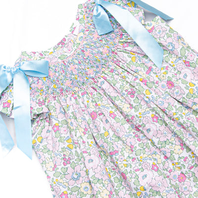 Blooming Bows Smocked Ruffle Short Set, Blue