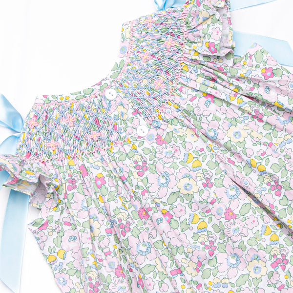 Blooming Bows Smocked Ruffle Short Set, Blue
