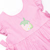 Strawberry Blooms Applique Side Tie Dress, Pink