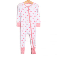 Whale Watch Bamboo Zippy Pajama, Pink